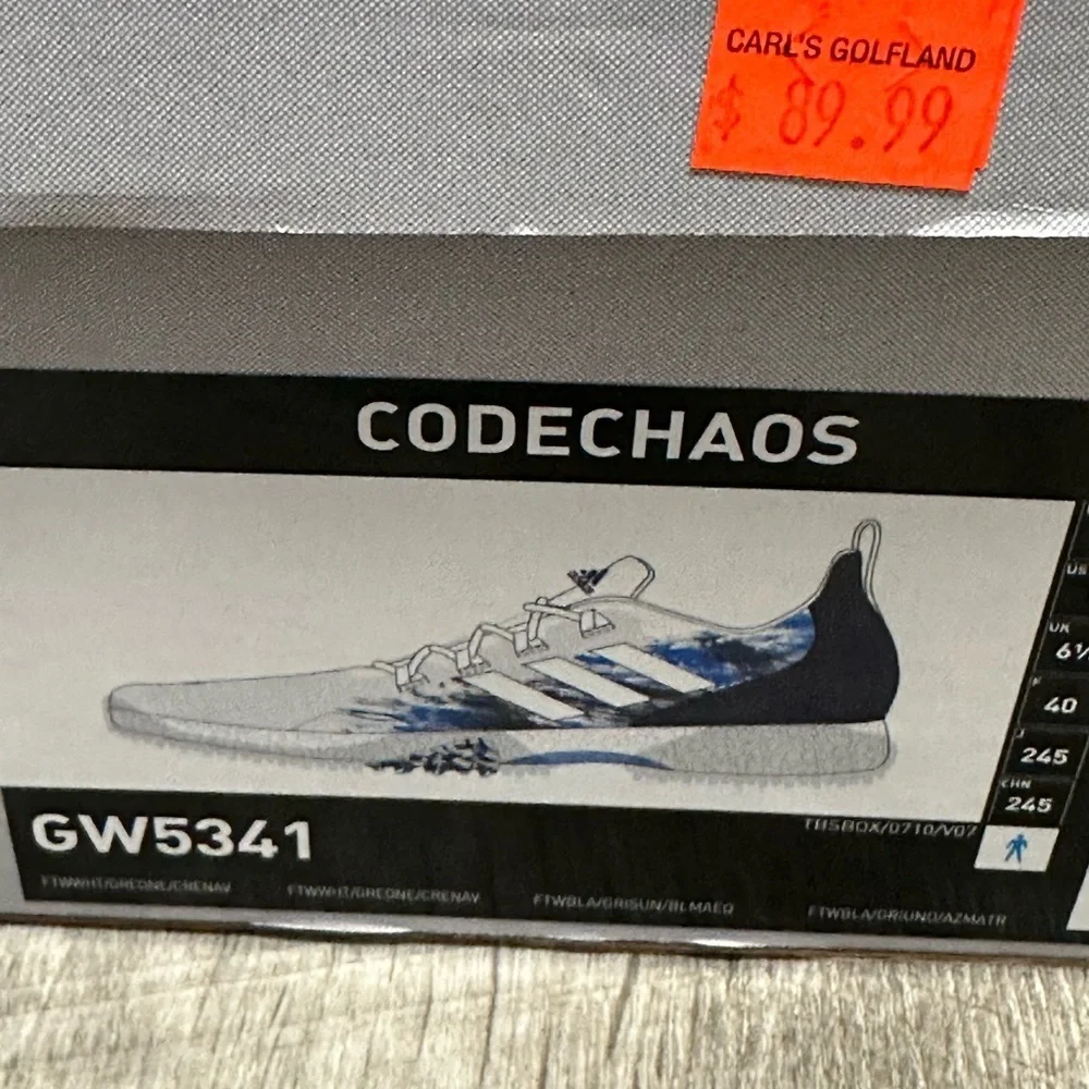 Men’s Adidas Golf 7 CODECHAOS Gray Blue Shoes Spikeless Lightweight Waterproof
